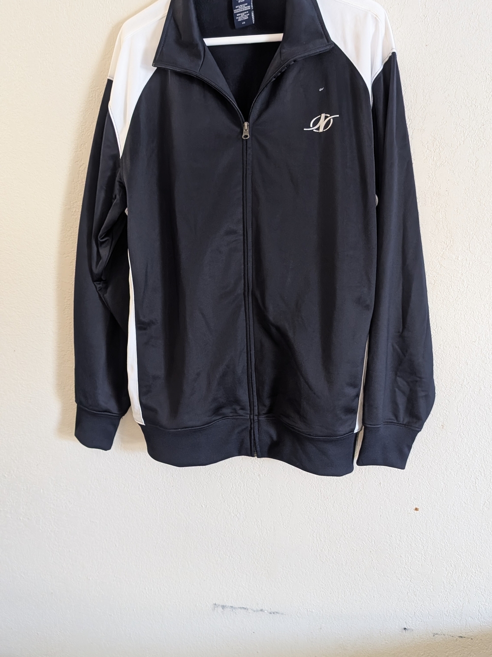 Men's Black & White Full-Zip Track Jacket